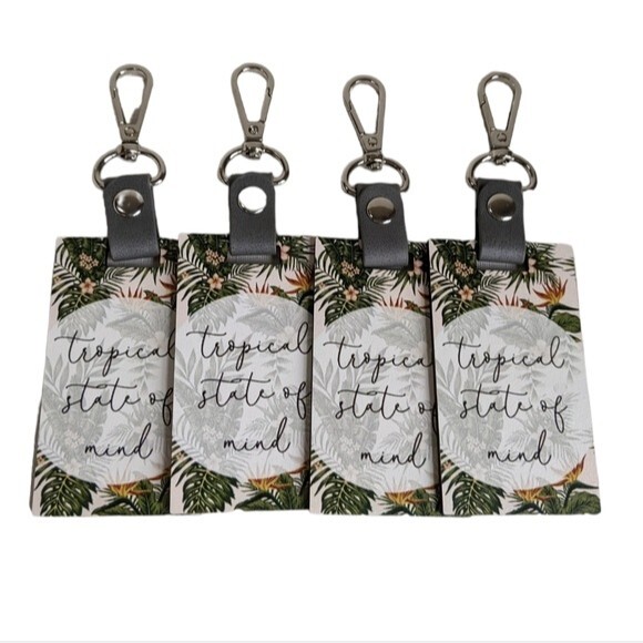 NEW Tropical State of Mind Keychain / Luggage Tags Set (4) - Palm Trees - Picture 1 of 4
